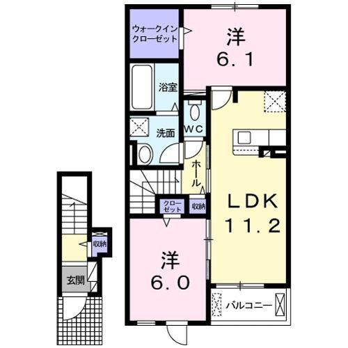 ひよこのいえ さん(2LDK/2階)の間取り写真