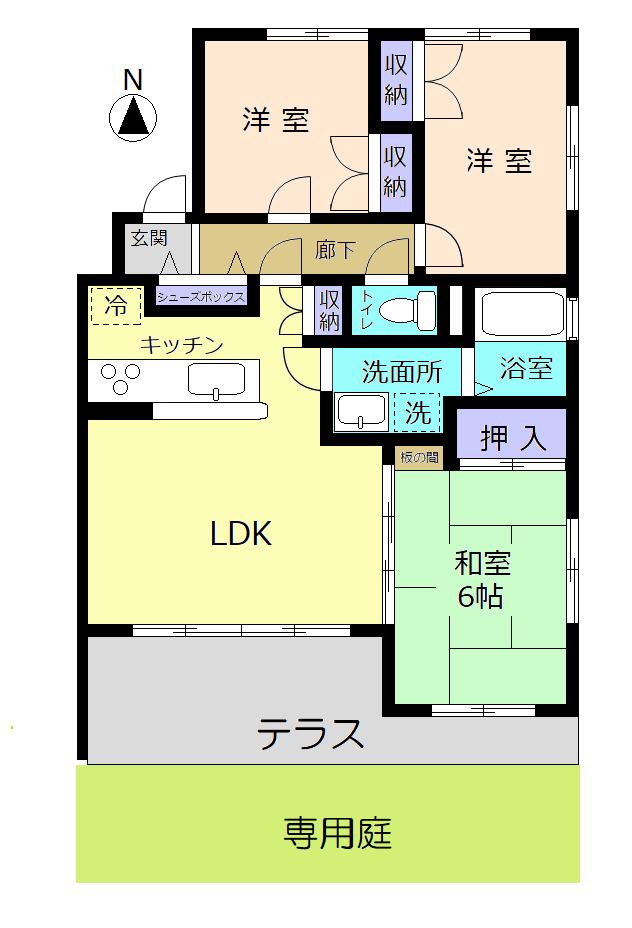 ブァンテージ淳 A棟(3LDK/1階)の間取り写真