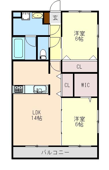 ガーデンヒルズ8(2LDK/1階)の間取り写真