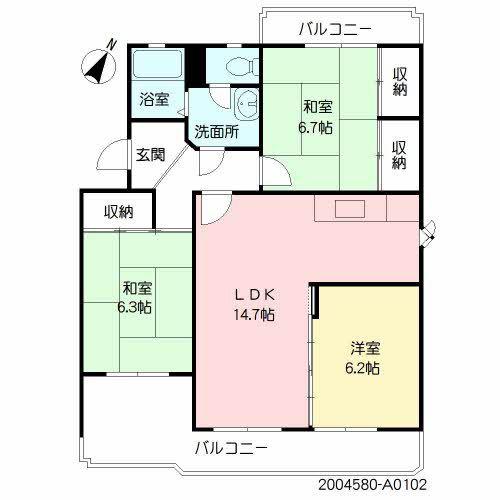 グランピア水上(3LDK/1階)の間取り写真