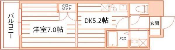 ヴァンクール鶴舞(1DK/10階)の間取り写真