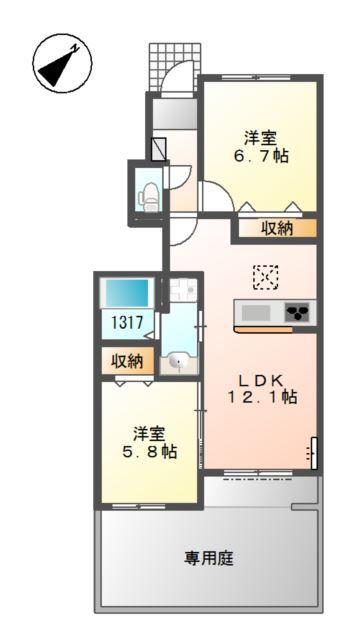 ボンメゾン12(2LDK/1階)の間取り写真