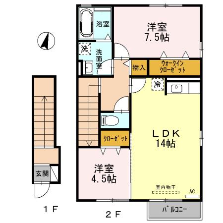 ルミエール ウィス(2LDK/2階)の間取り写真