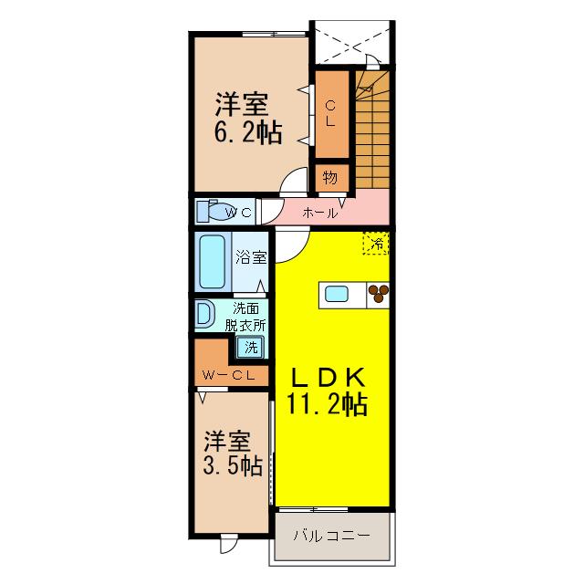 プレミアム県庁前(2LDK/3階)の間取り写真