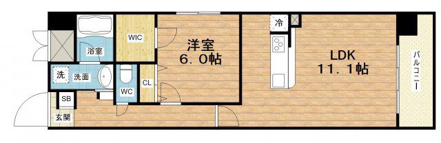 OCEAN松屋町(1LDK/9階)の間取り写真