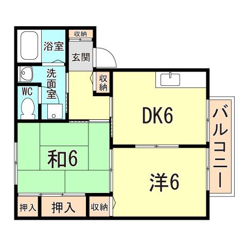 エクセレント西明石 A・B棟(2DK/2階)の間取り写真