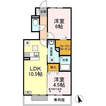 シリウス(2LDK/1階)の間取り写真