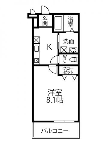 ベルドミール末広七番館(1K/1階)の間取り写真