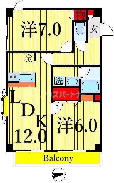 エスポワール篠崎(2LDK/5階)の間取り写真