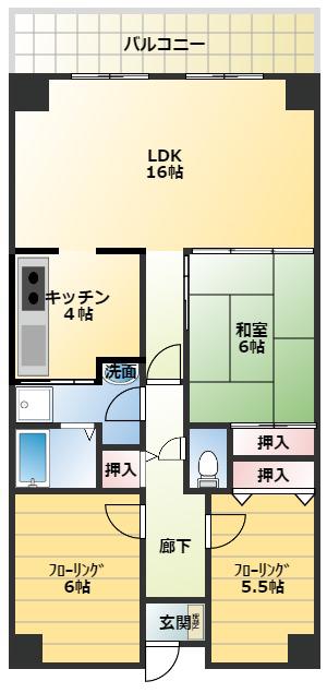 PHOENIX COURT 交野I(3LDK/1階)の間取り写真