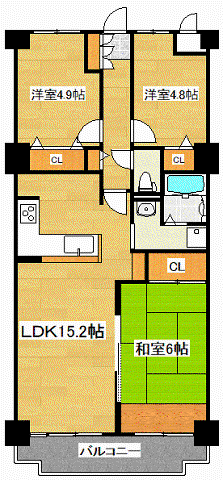 エンゼルハイム大橋(3LDK/10階)の間取り写真