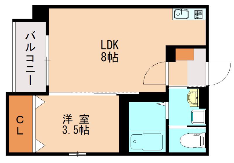 ROBOT HOME井尻III(1LDK/1階)の間取り写真