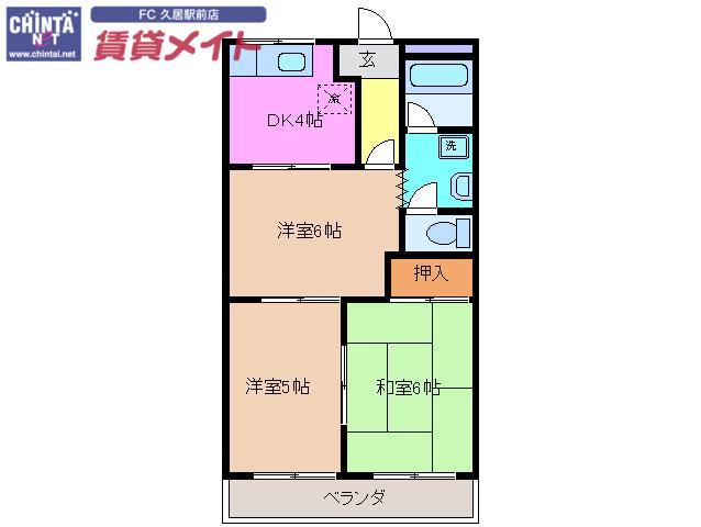 OAK HILLS(3DK/1階)の間取り写真