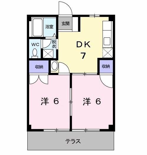 コーポシャインII(2DK/1階)の間取り写真