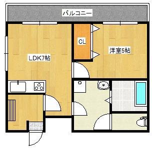 ラフィネA(1LDK/1階)の間取り写真