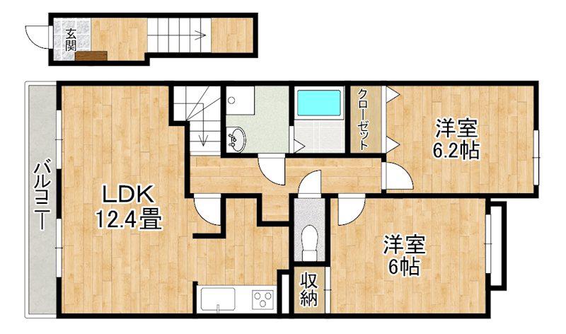 ガーデンハウスYH(2LDK/2階)の間取り写真