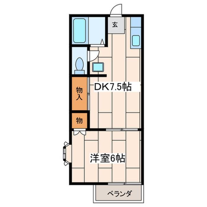 ファミーユ伊勢原(1DK/2階)の間取り写真