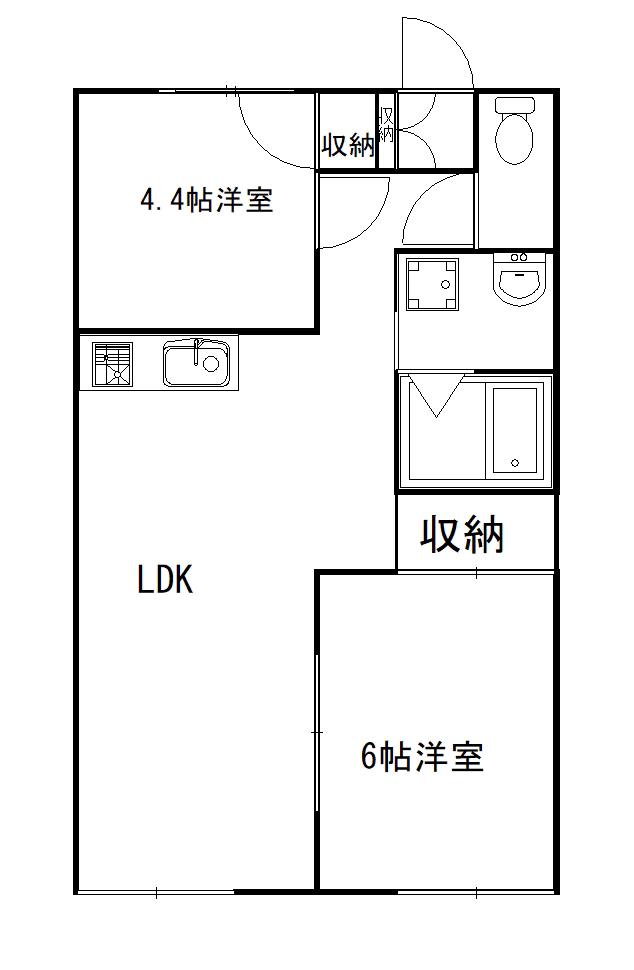 ハイツ東小泉(2LDK/1階)の間取り写真