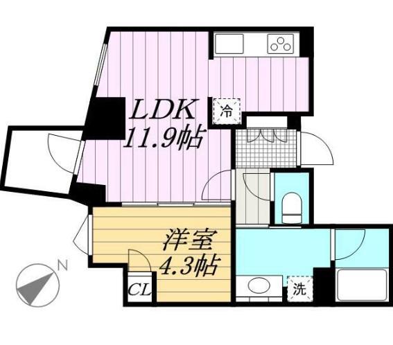 リビオレゾン東銀座(1LDK/5階)の間取り写真