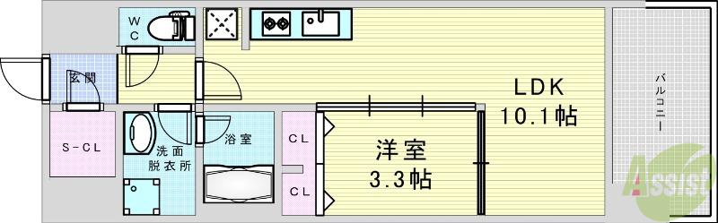 スプランディッド大阪イースト(1LDK/5階)の間取り写真