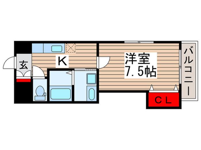 グランポワール(1K/4階)の間取り写真