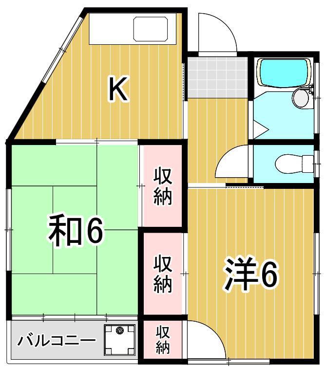 いきじま荘(2K/1階)の間取り写真