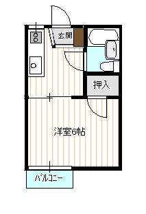 ブルーメン京王(1K/1階)の間取り写真