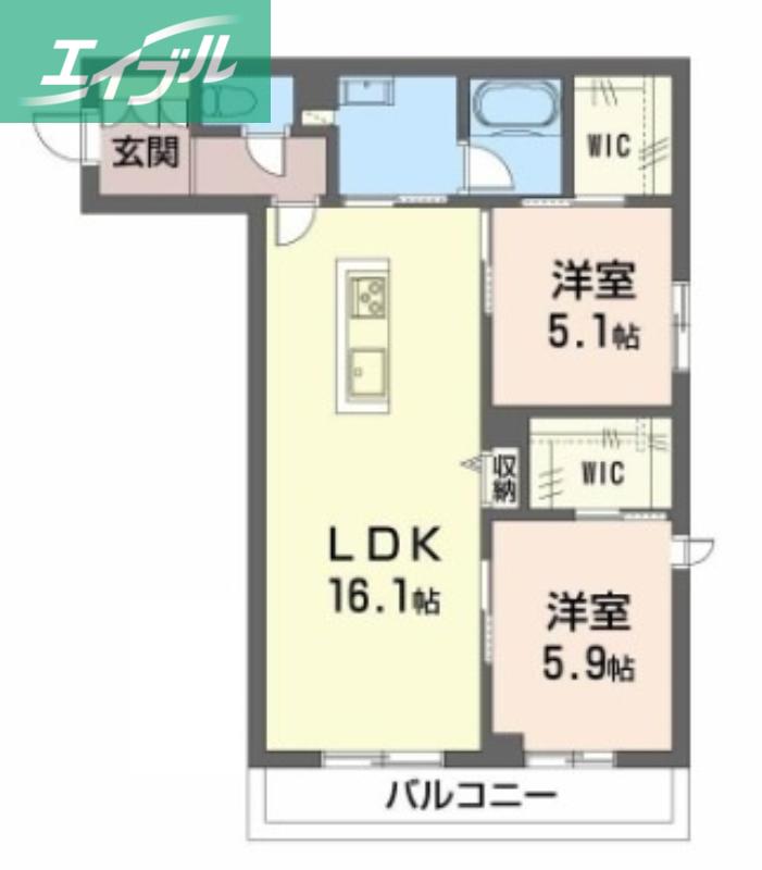 グランフィール(2LDK/2階)の間取り写真
