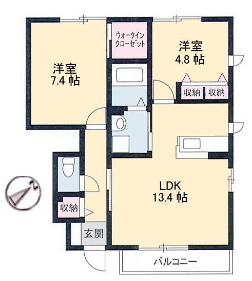 シャーメゾン常盤 A(2LDK/1階)の間取り写真