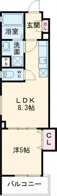 クリエオーレ牧野本町(1LDK/2階)の間取り写真