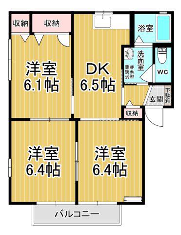 ラフォーレ・ハピネスA棟(3DK/1階)の間取り写真