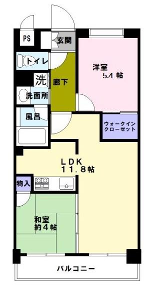 レジデンスマンション(2LDK/4階)の間取り写真