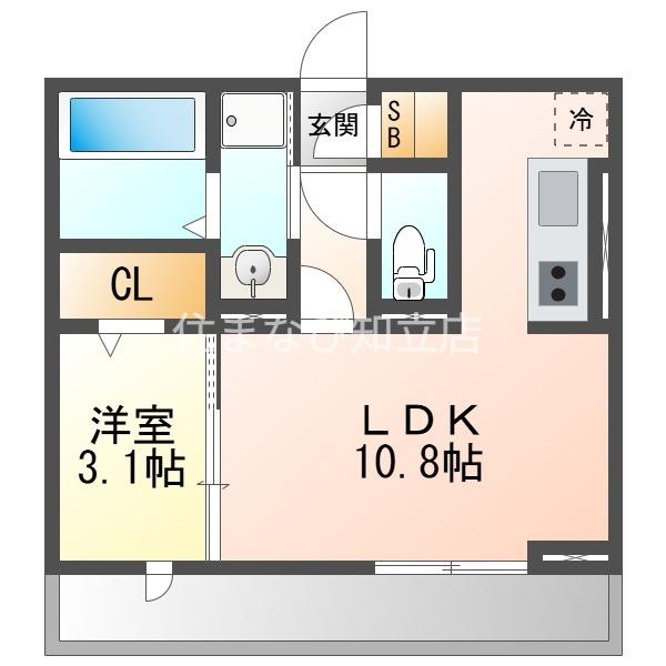 DーROOM富士松(1LDK/2階)の間取り写真