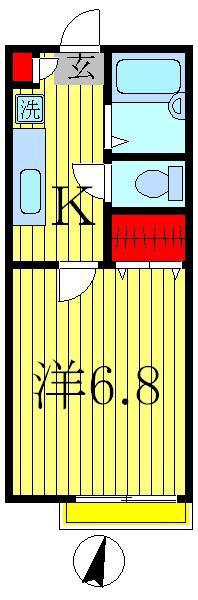 リベルテ加平(1K/2階)の間取り写真