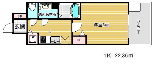 プレサンス神戸アモーレ(1K/6階)の間取り写真