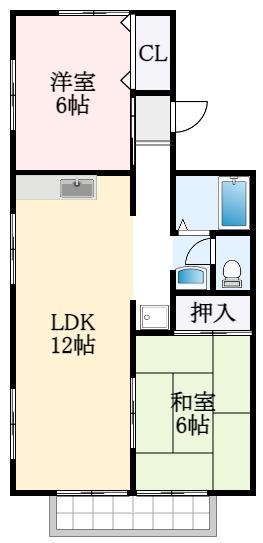 シャトードイワネI号館(2LDK/1階)の間取り写真