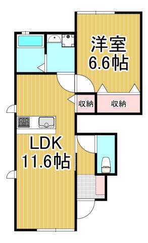 GLANZ松下(1LDK/1階)の間取り写真
