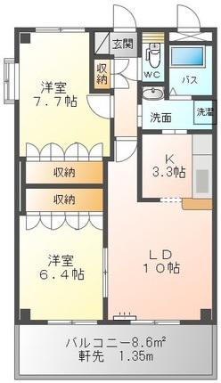 プロニティ21(2LDK/2階)の間取り写真