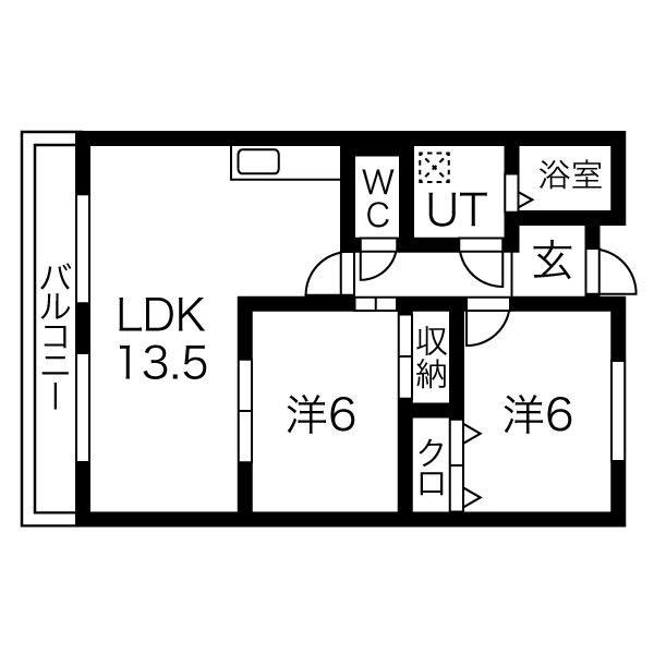 ライフポート野口(2LDK/3階)の間取り写真