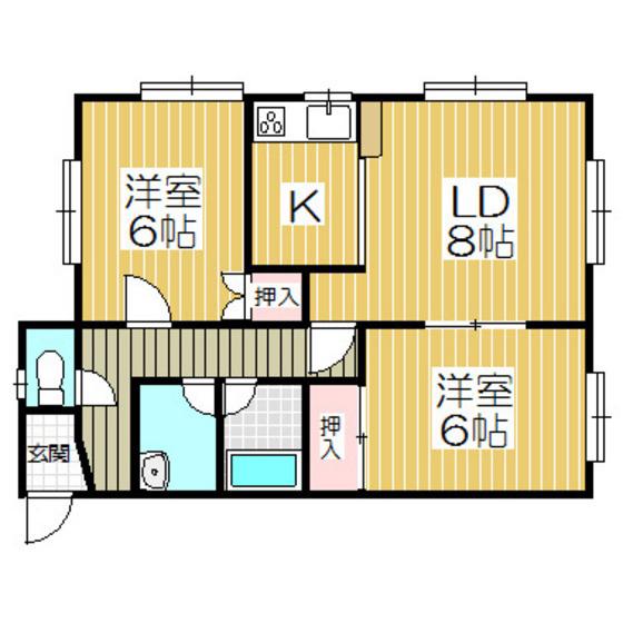 クリスタルハーモニー15(2DK/2階)の間取り写真
