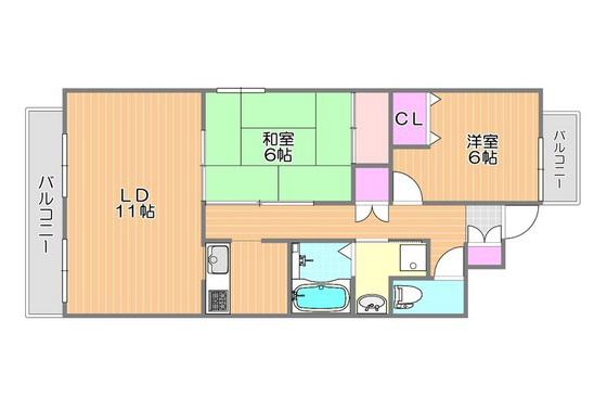 トレ ビーチナA(2LDK/3階)の間取り写真