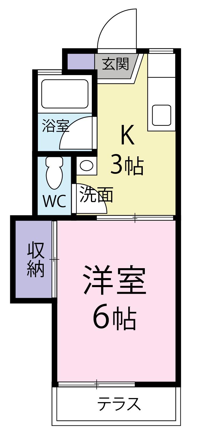 コーポ福岡(1K/1階)の間取り写真