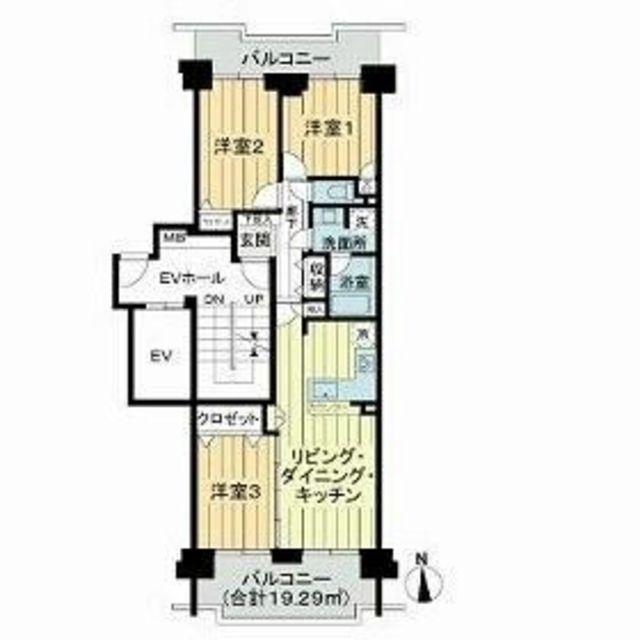 サンステージ緑園都市東の街7番館(3LDK/13階)の間取り写真