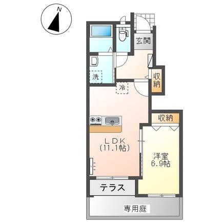 ルナリア(1LDK/1階)の間取り写真