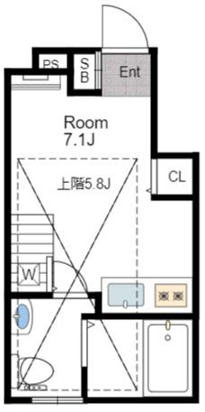 F.O.C RESIDENCE(ワンルーム/1階)の間取り写真