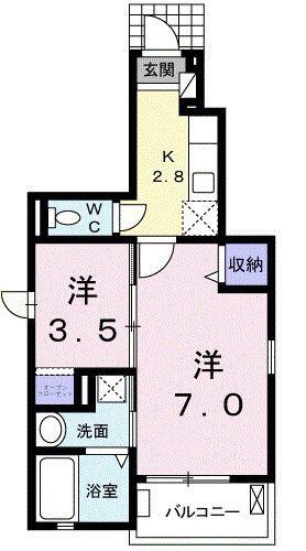 コンフォルト(1SK/1階)の間取り写真