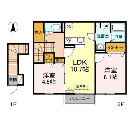 ブリーズメゾン(2LDK/2階)の間取り写真