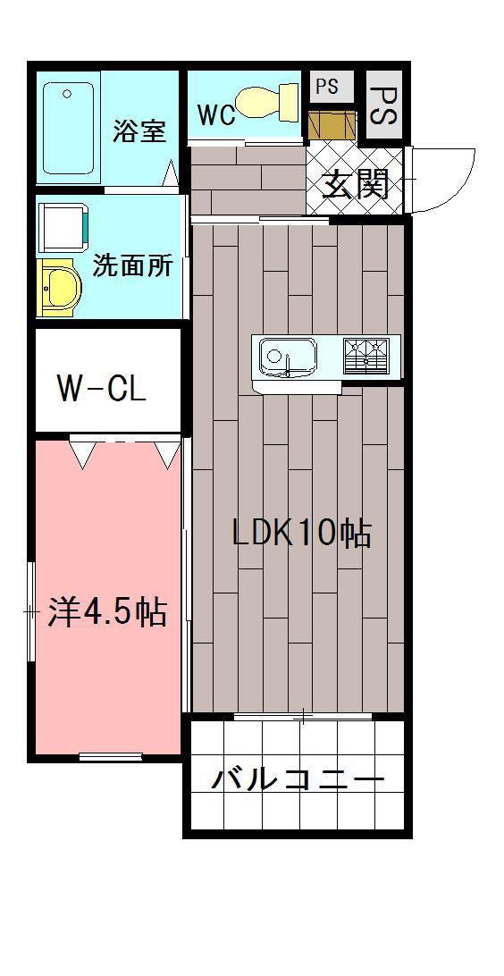 ル・クレール黄金テラス(1LDK/2階)の間取り写真