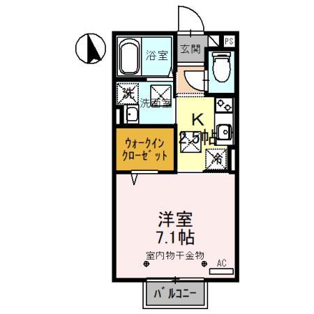 D-ROOMTAKUMI(1K/1階)の間取り写真