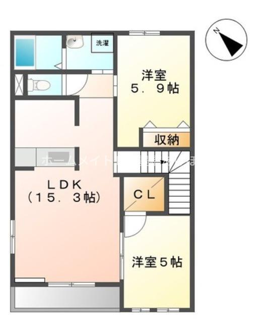 アクア ドルチェ ウーノ(2LDK/2階)の間取り写真